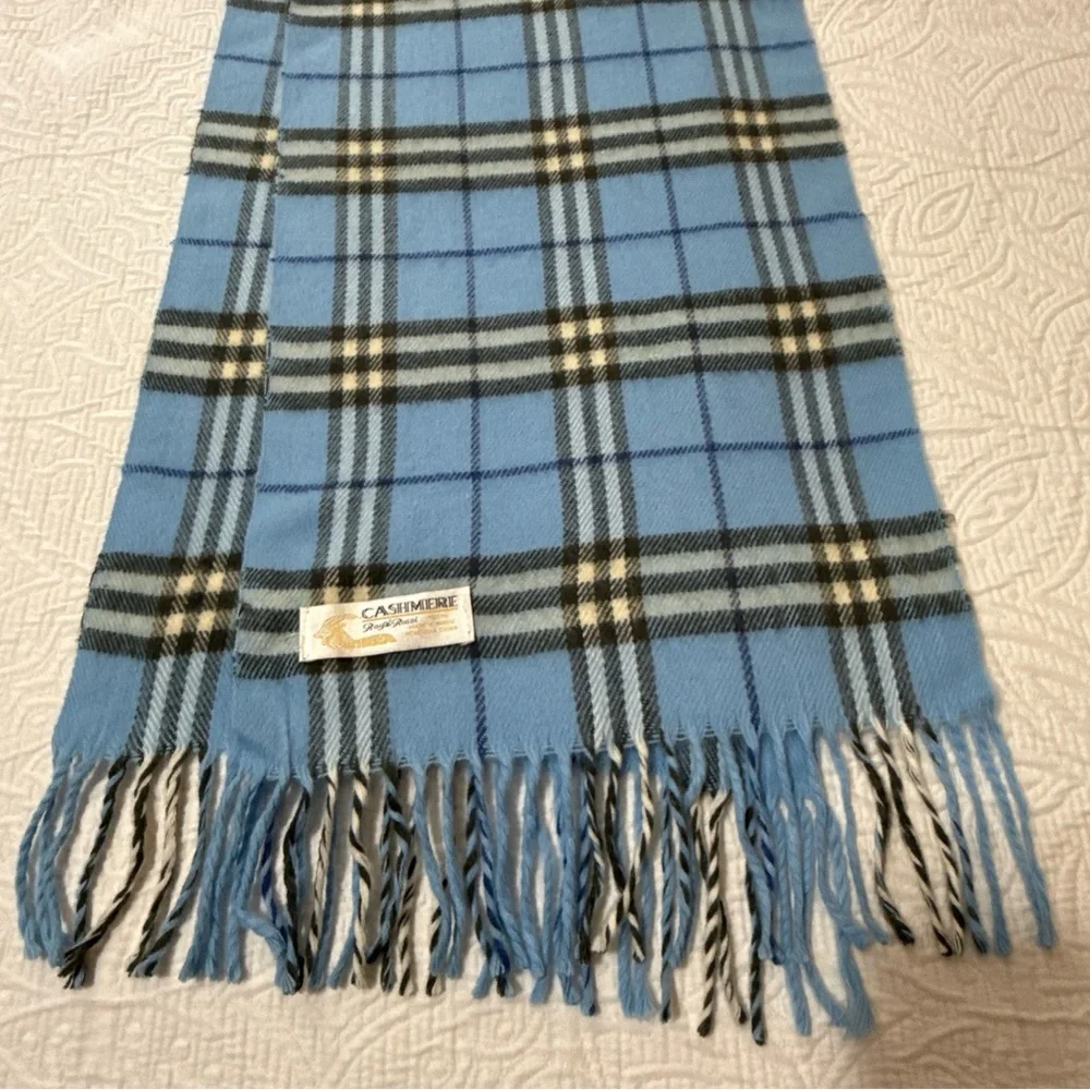 Cashmere Scarf By Royal Rossi 100%‎ Cashmere Plaid Mongolia 62”x 12” Preppy